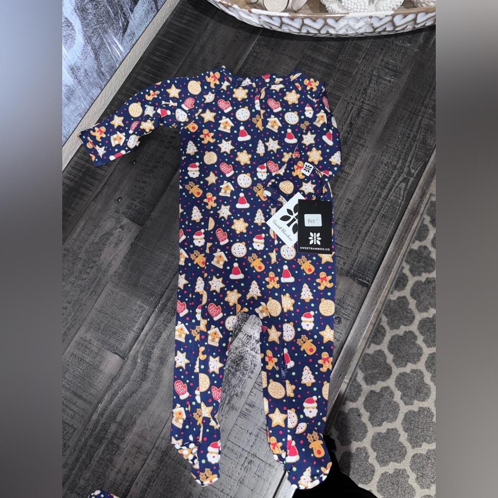 Sweet bamboo holiday gingerbread infant sleeper​​​